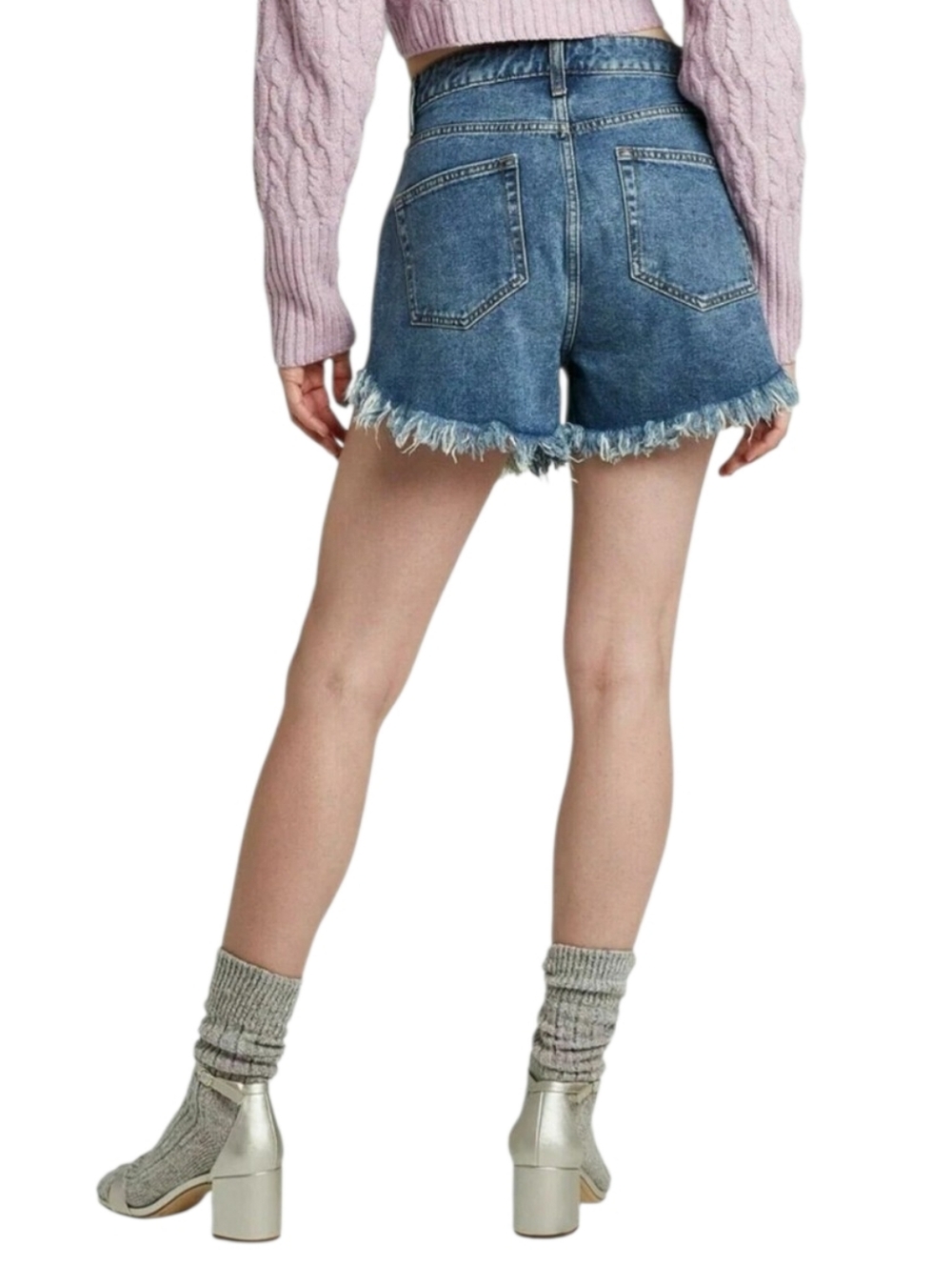 Ribcage Ultra-High Rise Cut Off Jeans Shorts Distressed & Fringed